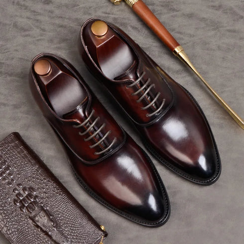 Mens Genuine Leather Oxford Dress Shoes for Formal Business and Wedding